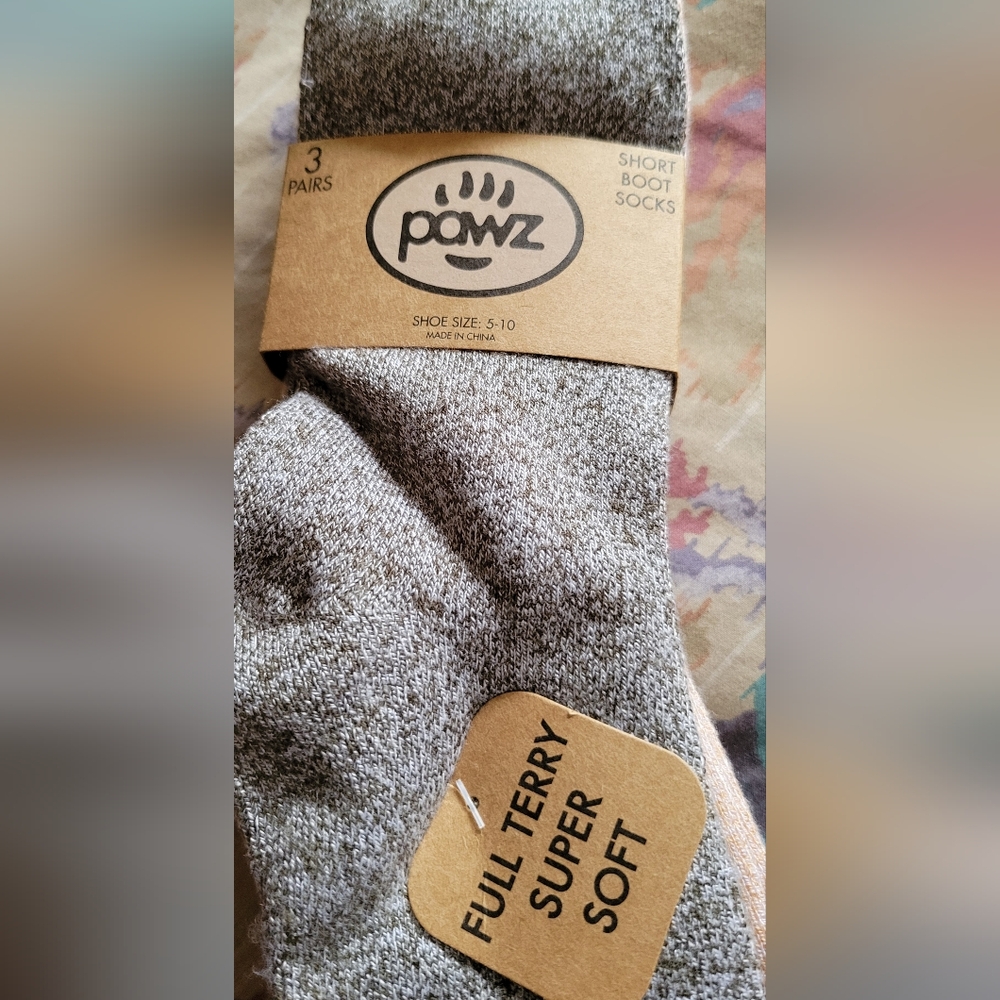 Pawz Socks 3 Pair New Bamboo Short Boot Socks
